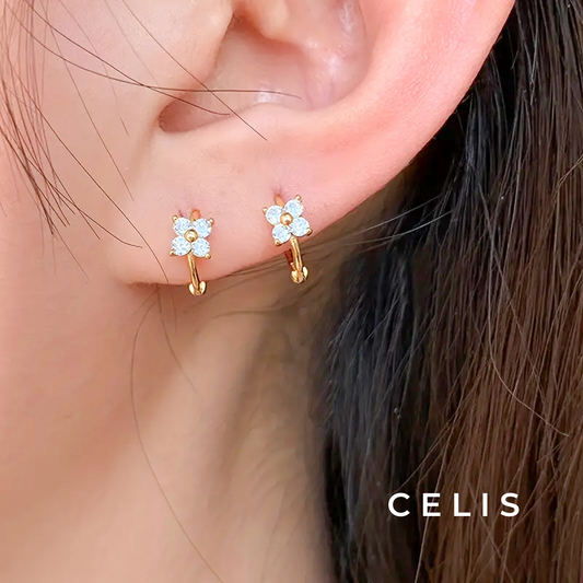 Daisy Drop Hoop Earrings