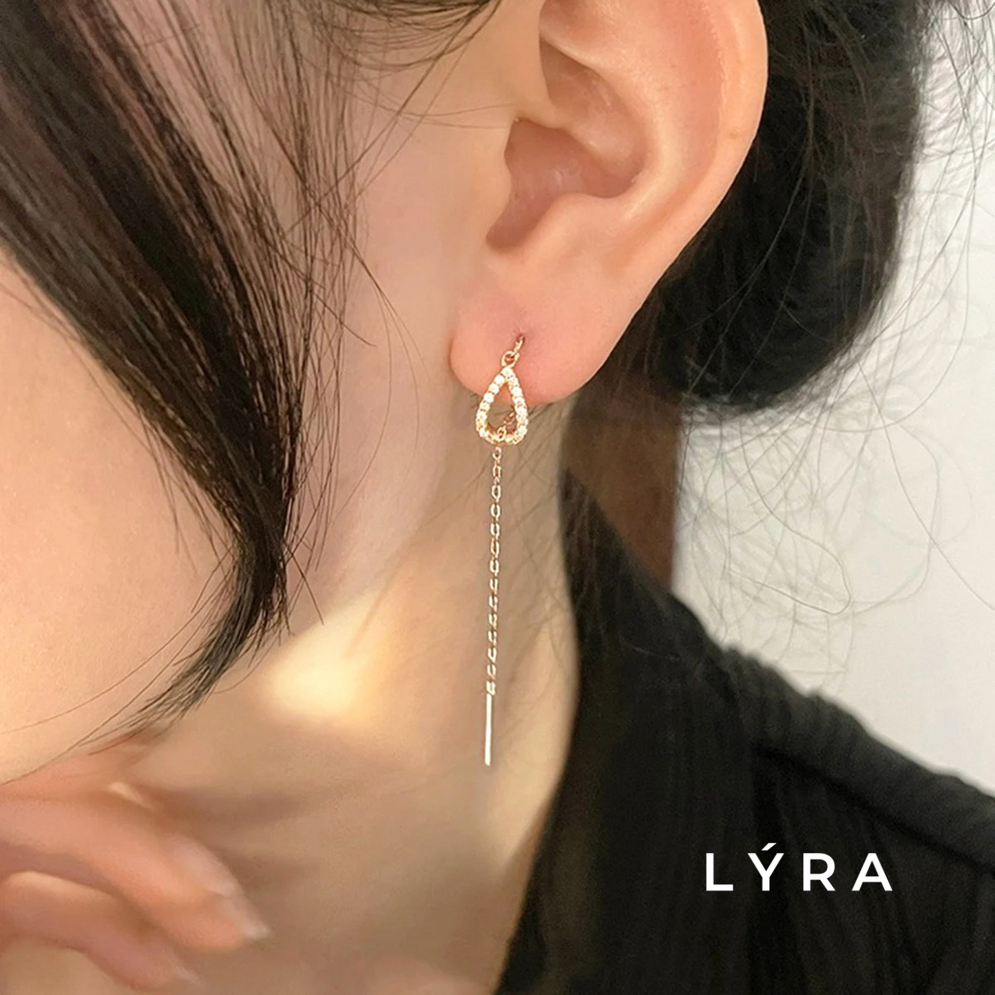 Zirconia Tassel Chain Earrings