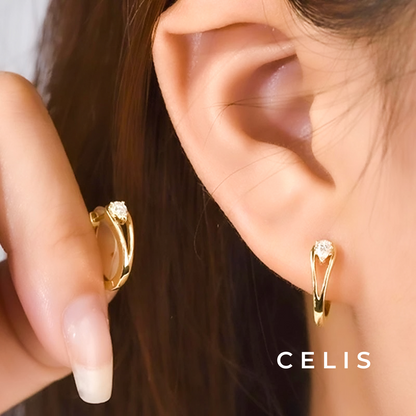 【Limited Item】 Elegant Hoop Zirconia Earrings