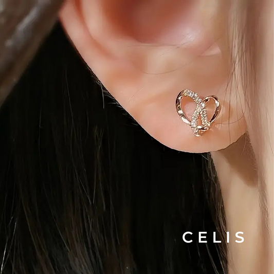 Twisted Heart Zirconia Earrings