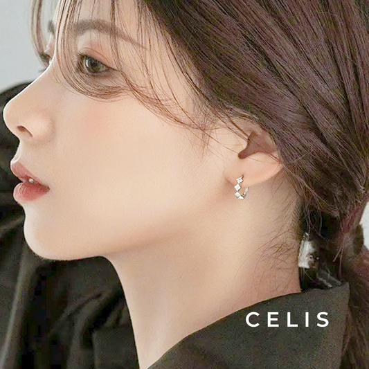 Square Zirconia Hoop Earrings