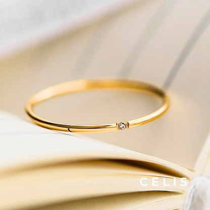 Zirconia Ring Gold Surgical Stainless Steel