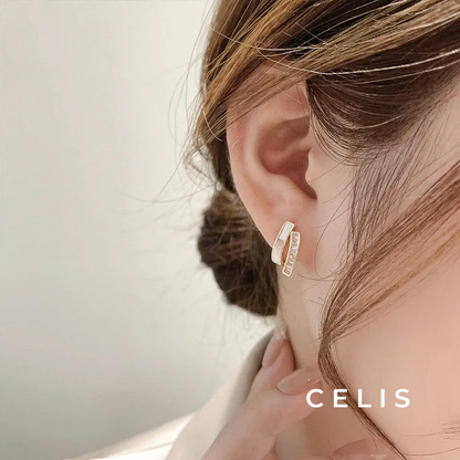 Double Line Zirconia Earrings