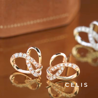 Twisted Heart Zirconia Earrings