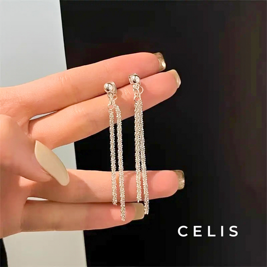 Diamond Cut Tassel Chain Earrings