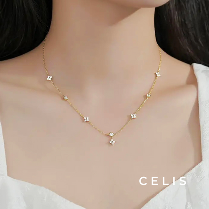 Clover Zirconia Chain Necklace