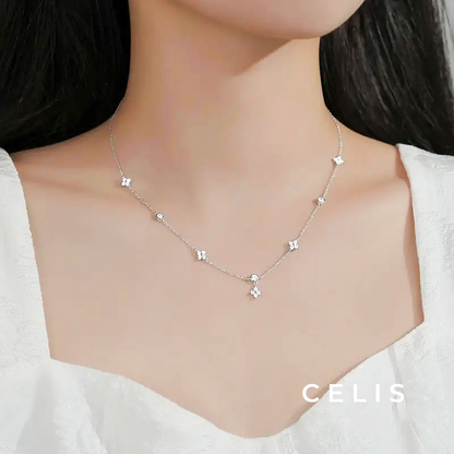 Clover Zirconia Chain Necklace