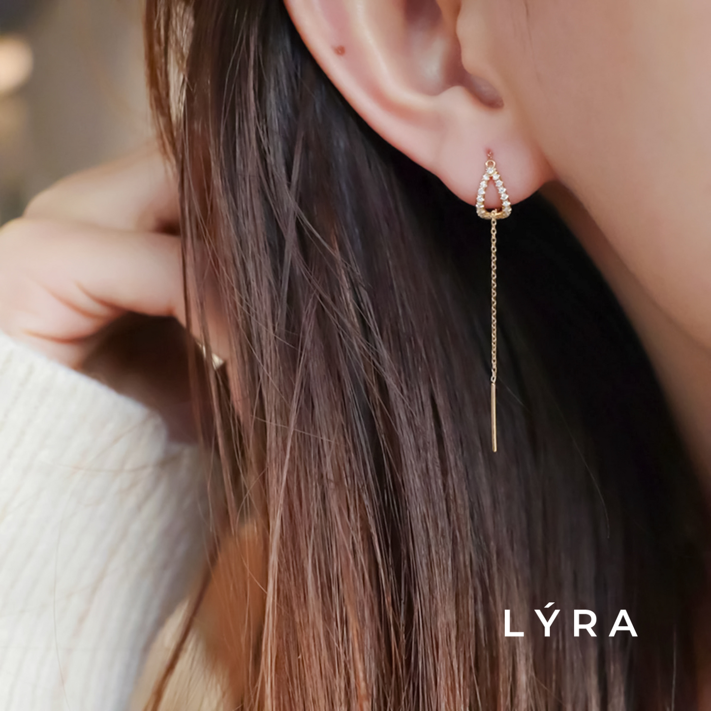 Zirconia Tassel Chain Earrings