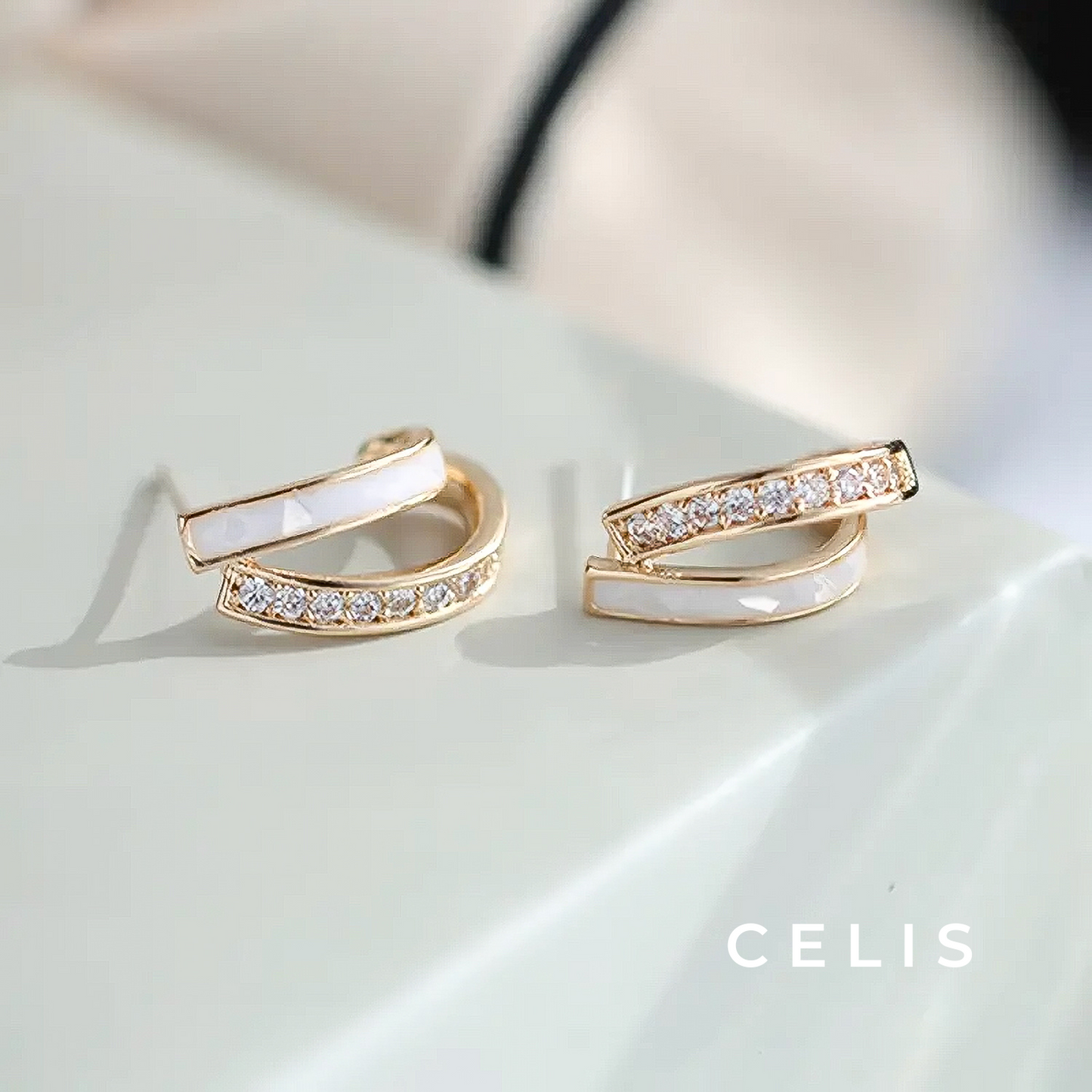 Double Line Zirconia Earrings