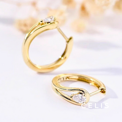 【Limited Item】 Elegant Hoop Zirconia Earrings