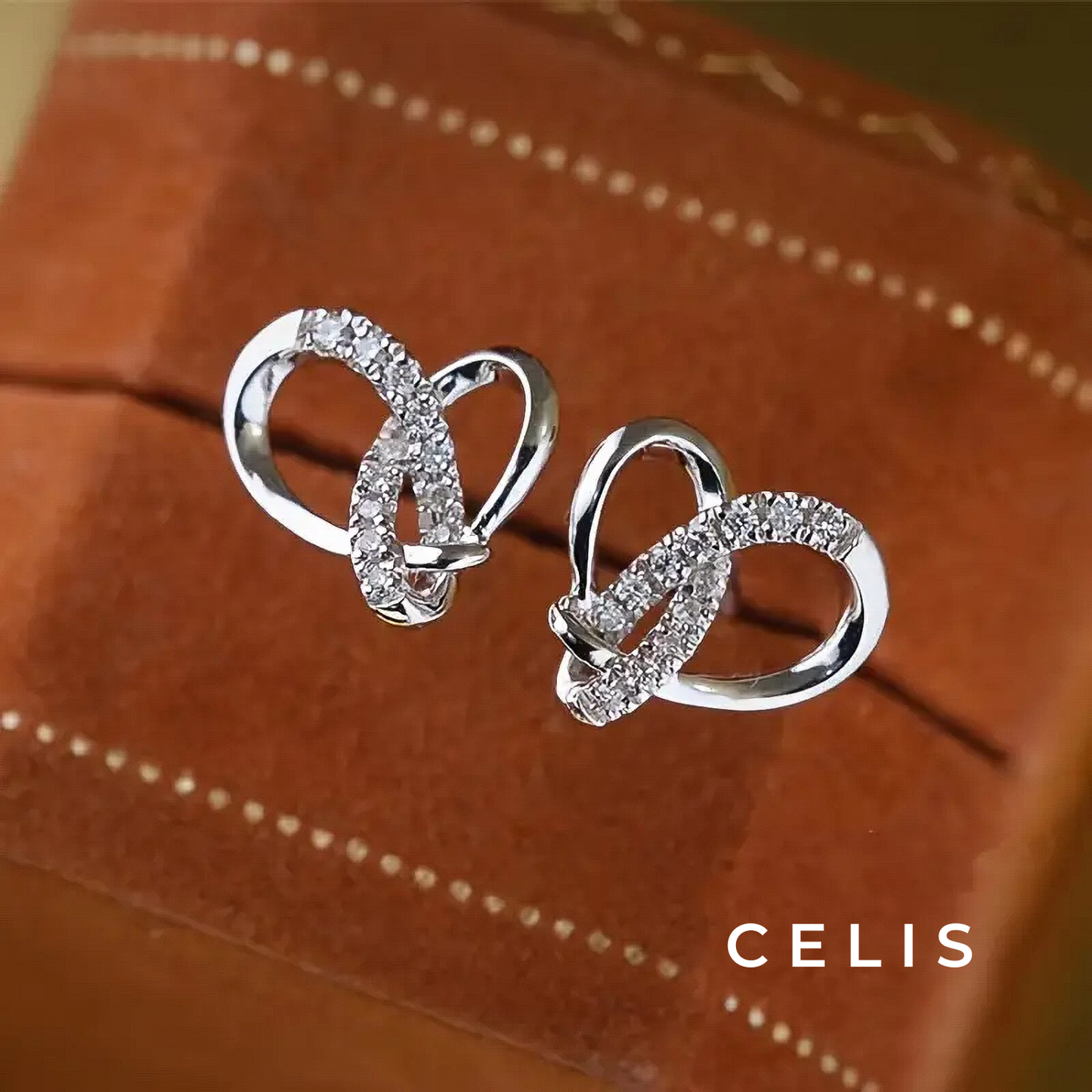 Twisted Heart Zirconia Earrings