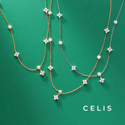 Clover Zirconia Chain Necklace