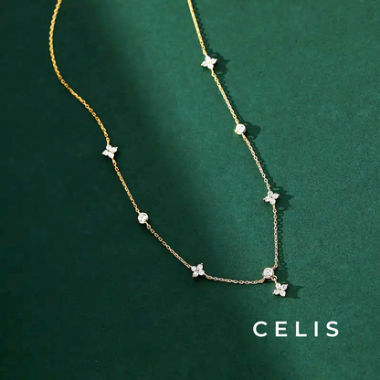 Clover Zirconia Chain Necklace